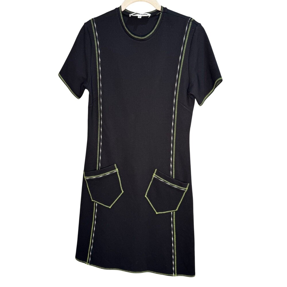 McQ Alexander McQueen Dress Small Black Contrast Stitch T Shirt Mini Pockets